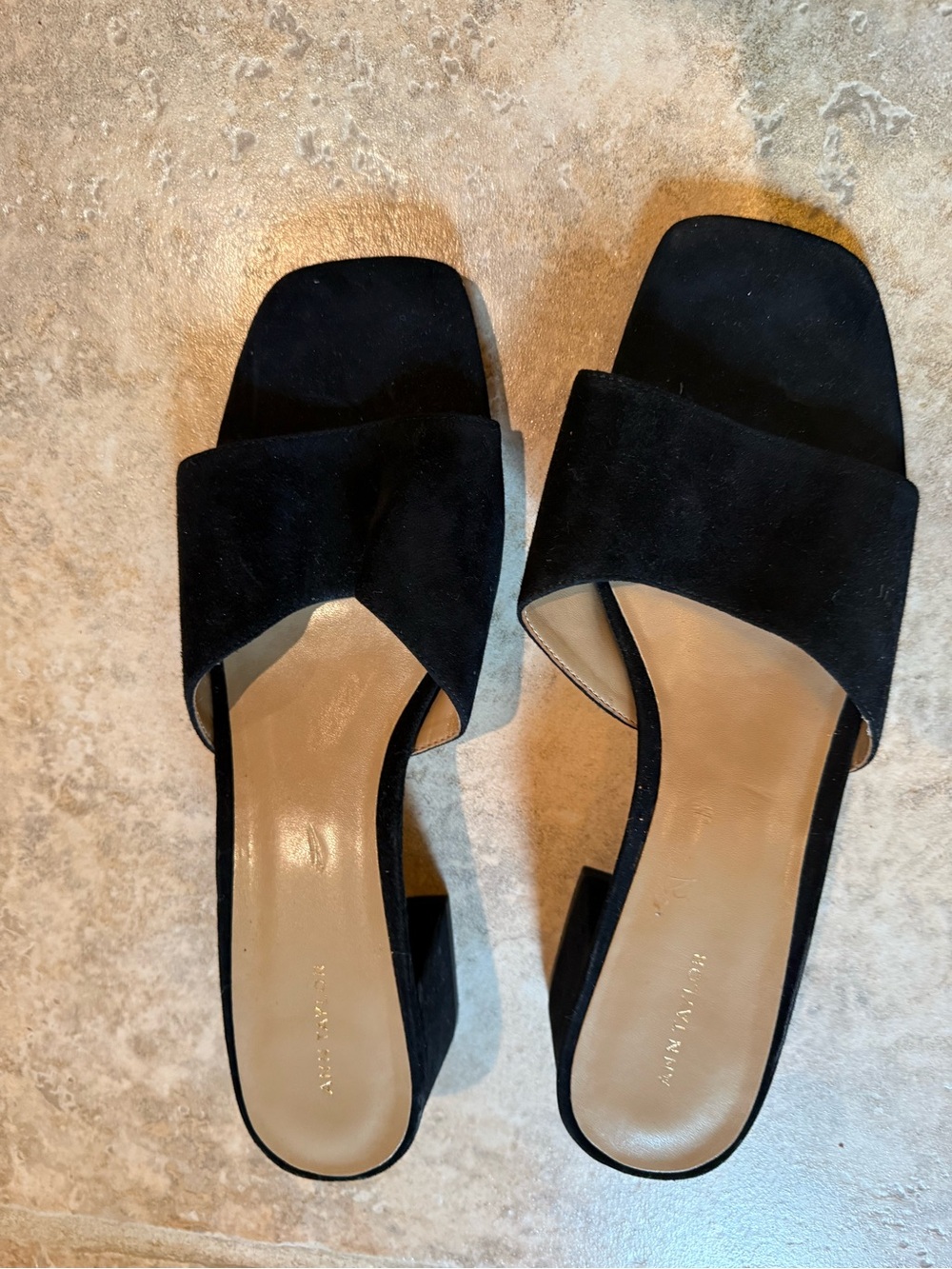 Black Suede Slide Heels - Women